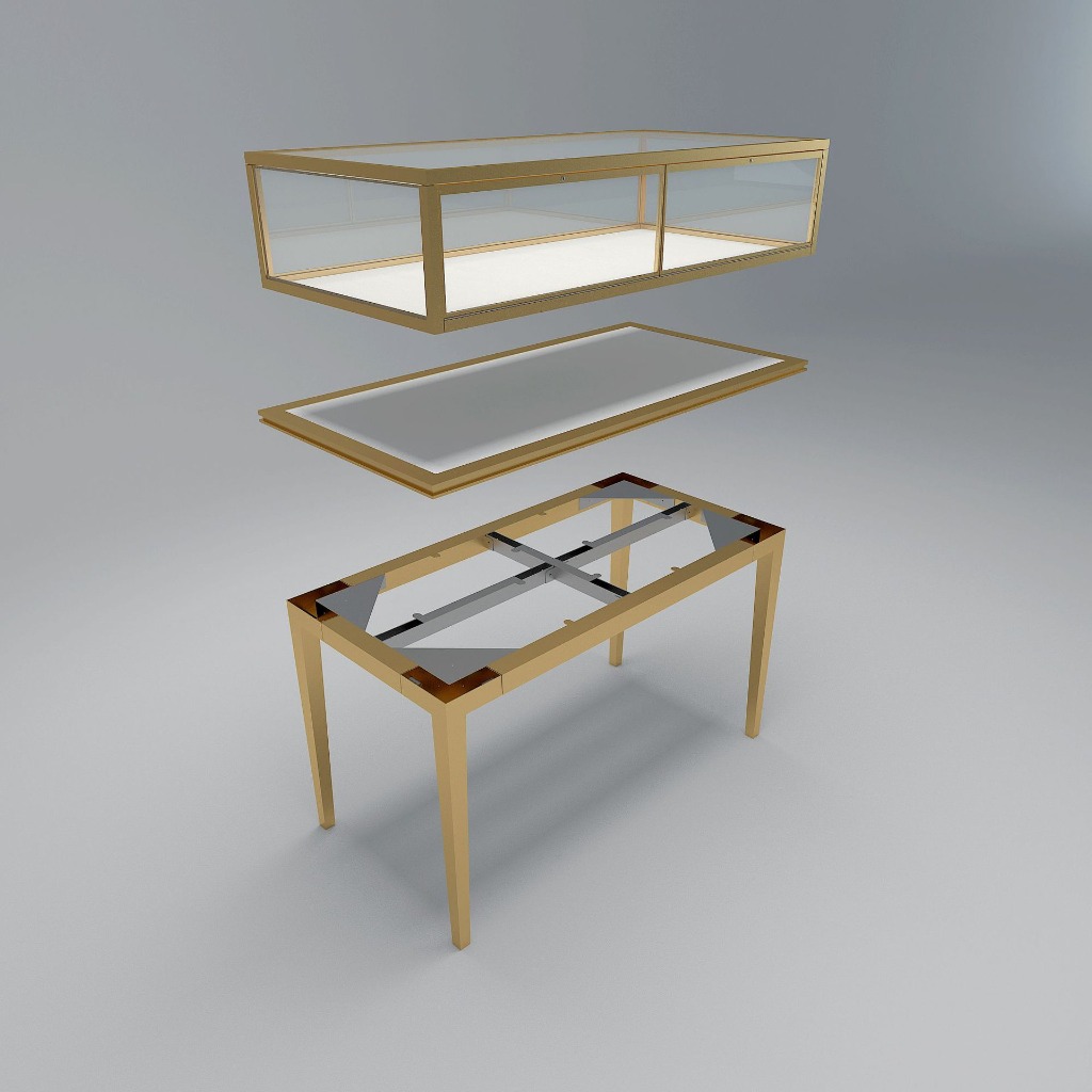 خزانة عرض مجوهرات ذهبية فاخرة مع إضاءة LED - Image 2