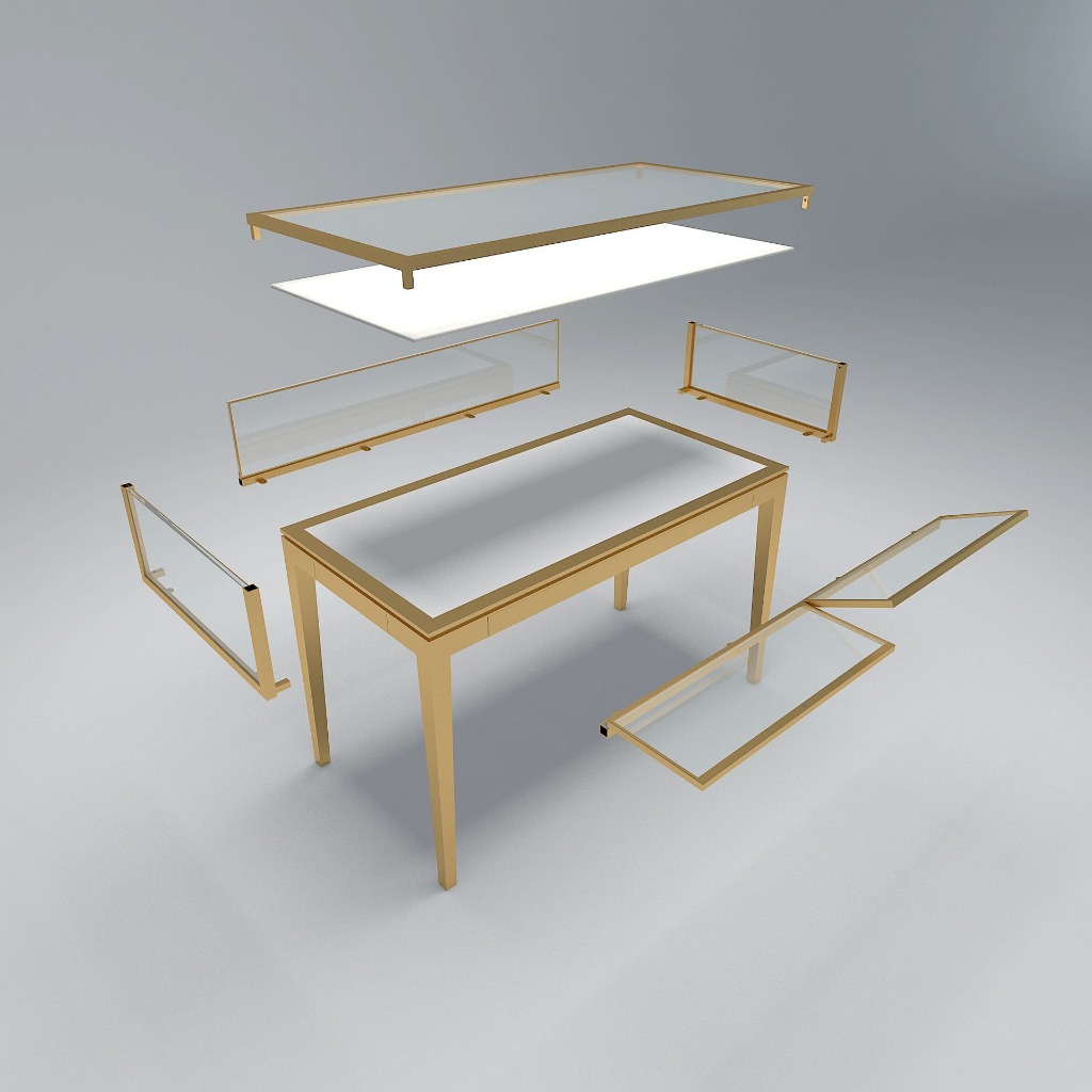 خزانة عرض مجوهرات ذهبية فاخرة مع إضاءة LED - Image 3