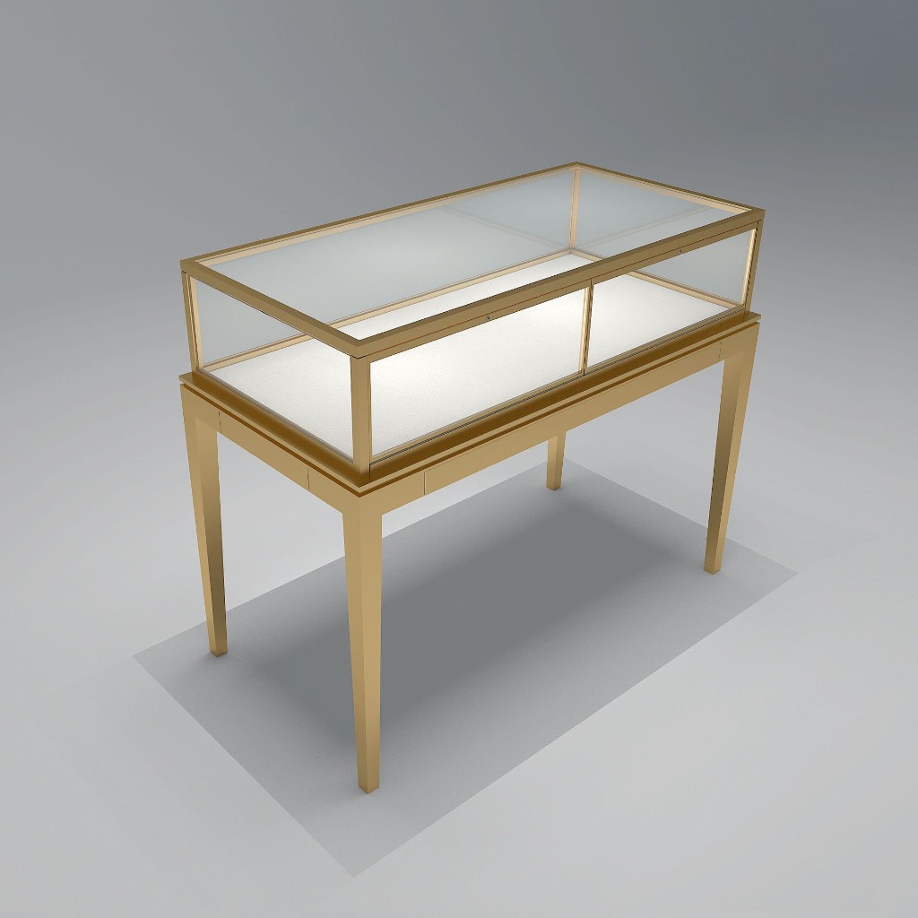 Роскошная Золотая Витрина для Ювелирных Изделий с LED Подсветкой